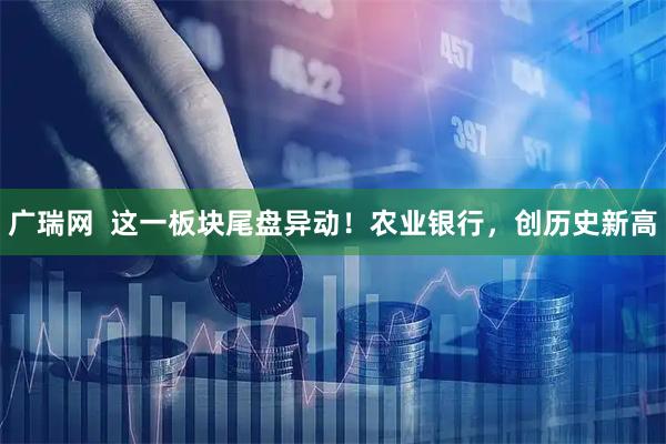 广瑞网  这一板块尾盘异动！农业银行，创历史新高