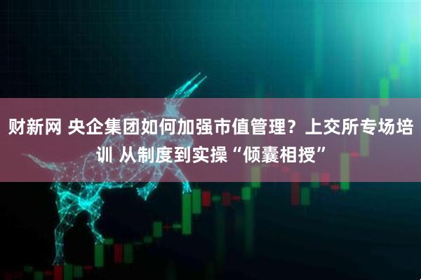 财新网 央企集团如何加强市值管理？上交所专场培训 从制度到实操“倾囊相授”